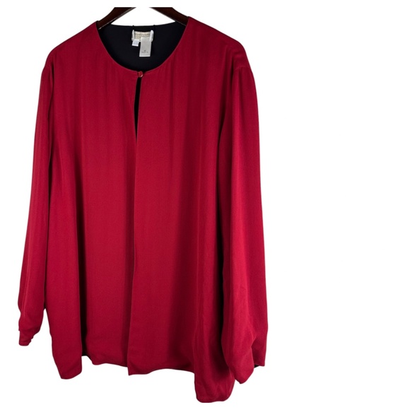 Coldwater Creek 2 pc Reversible Top Tunic Tank Shirt 3X 22 24 Red Black SILK - Picture 2 of 8